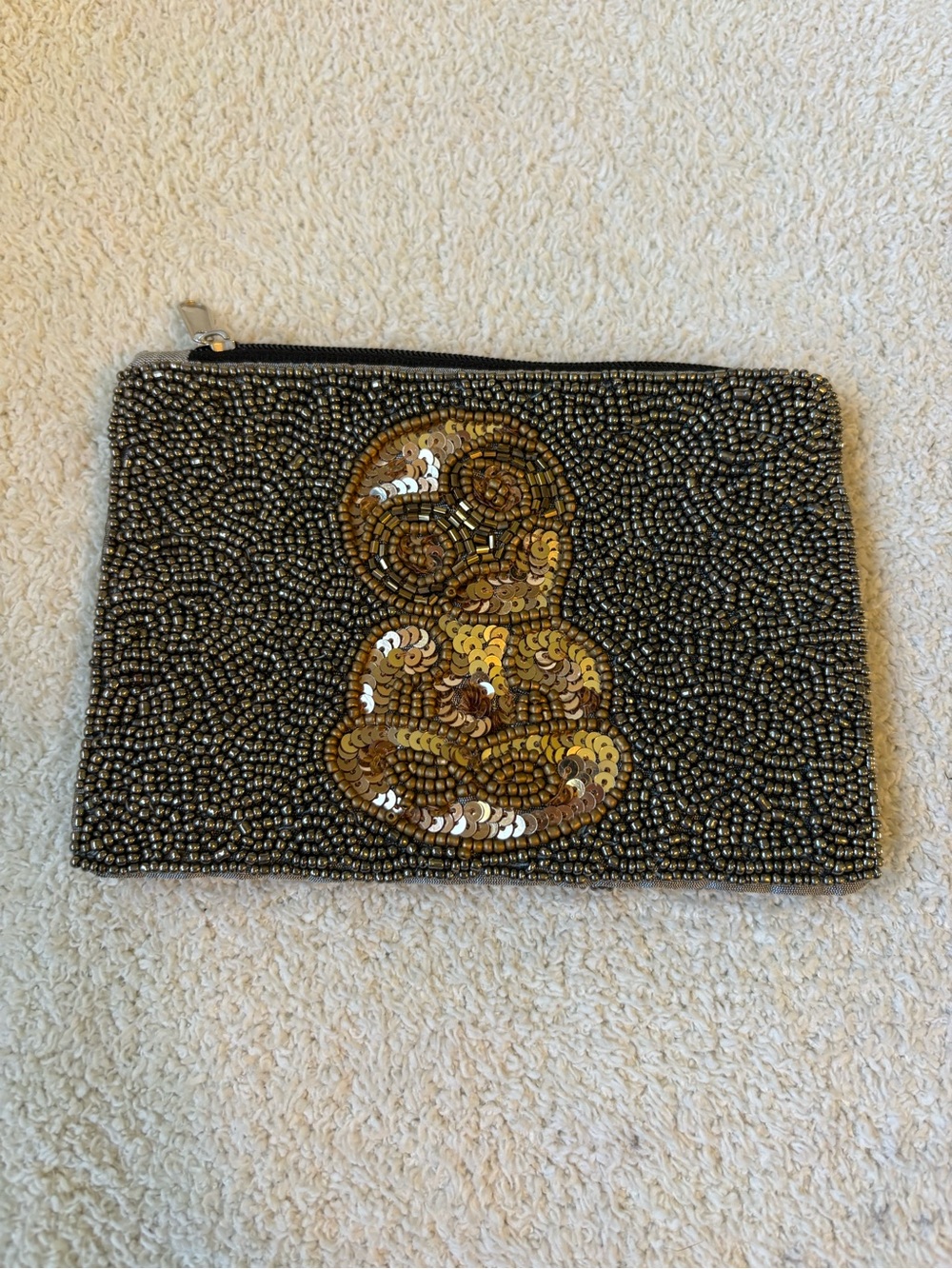 Vintage Caroline Mitchell Beaded Coin Purse Zippered Bag